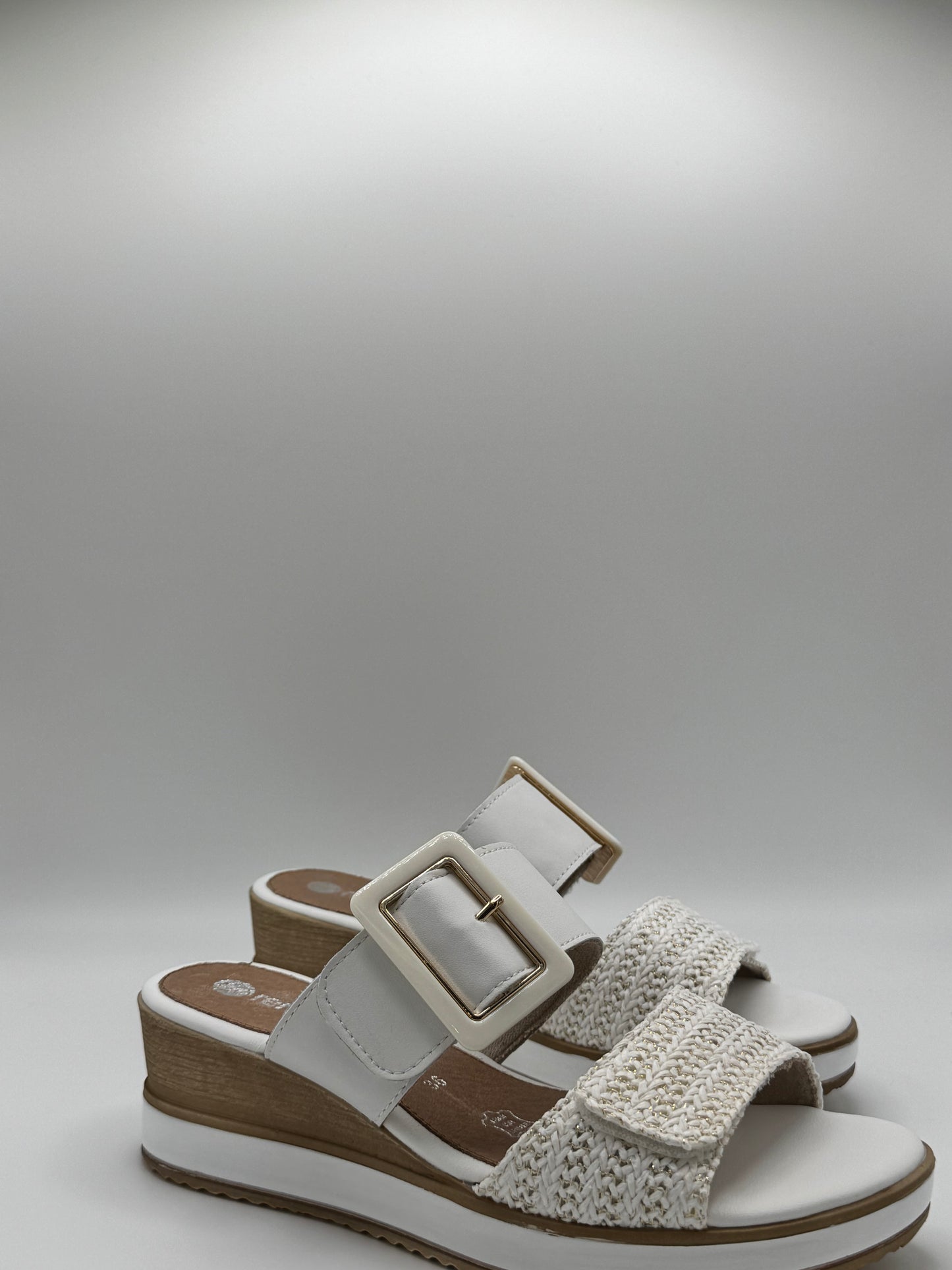 Mules blanches à semelle compensée D6463-80 Remonte