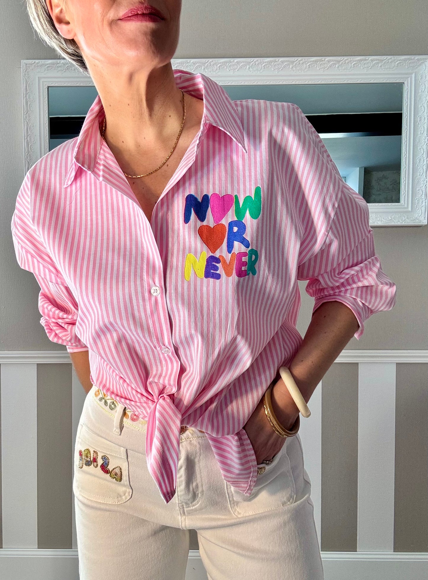 Chemise à rayures roses Now or Never