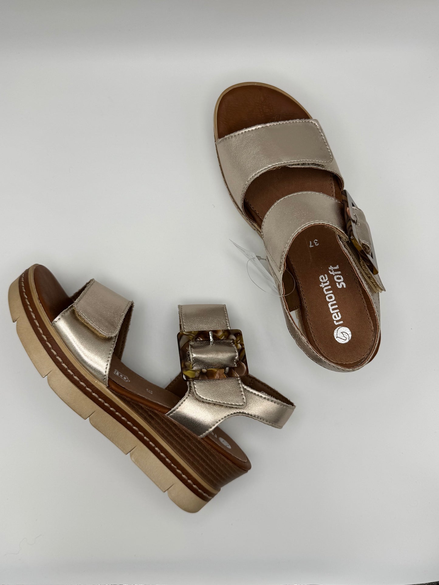 Sandales à talon compensé bronze D2L53- 90 Remonte
