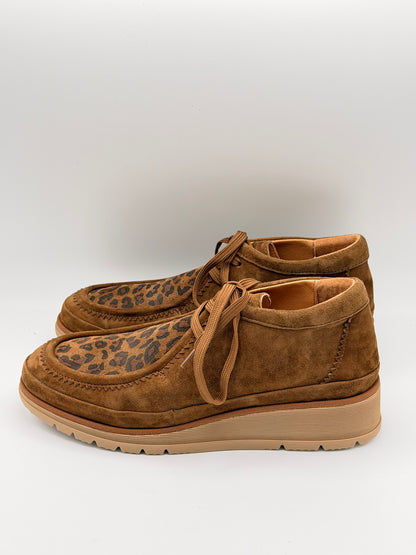 Chaussures montantes à lacets cognac et léopard Kelvine, Fugitive