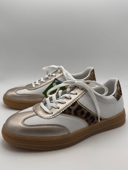 Baskets blanches dorées et léopard Remonte D2C05-80
