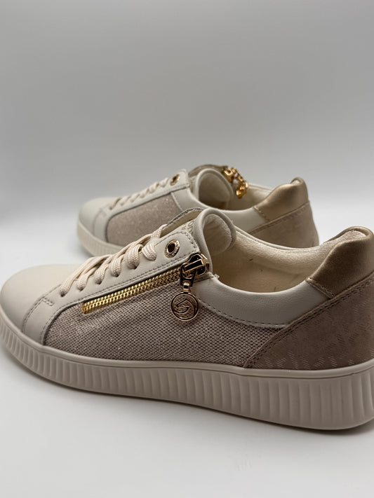 Baskets dorées à zip et lacet Remonte D2E00-81