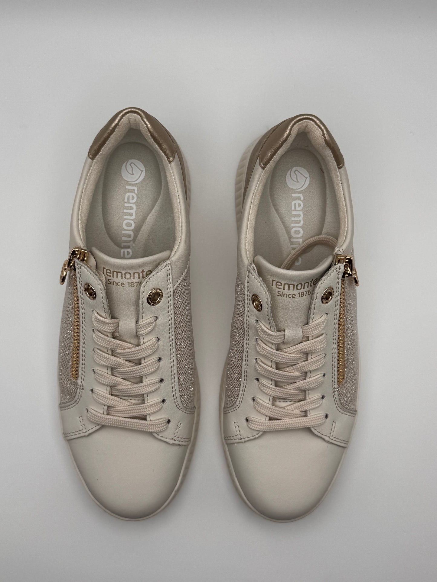 Baskets dorées à zip et lacet Remonte D2E00-81