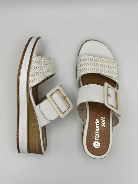 Mules blanches à semelle compensée D6463-80 Remonte