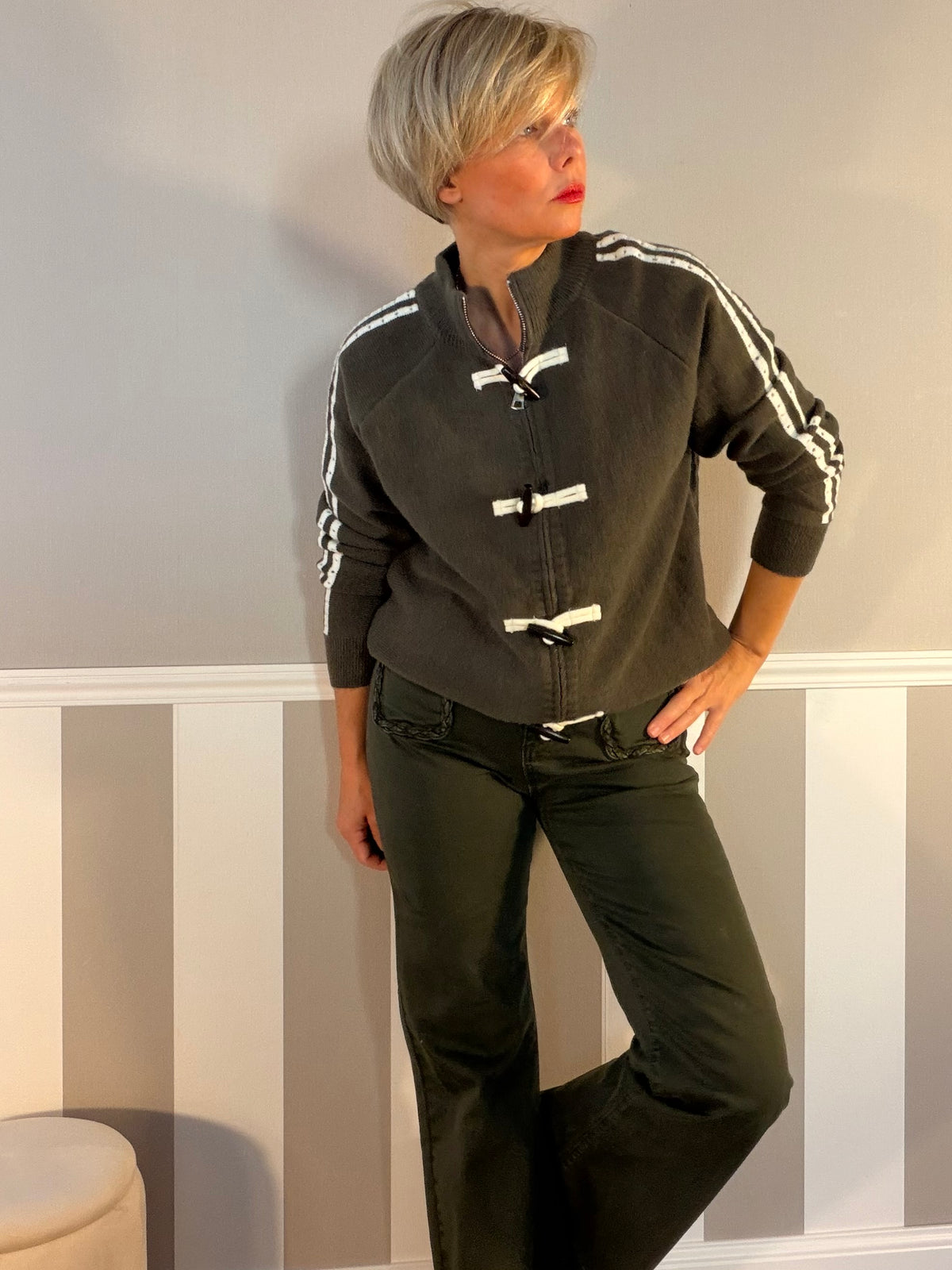 Gilet zippé kaki