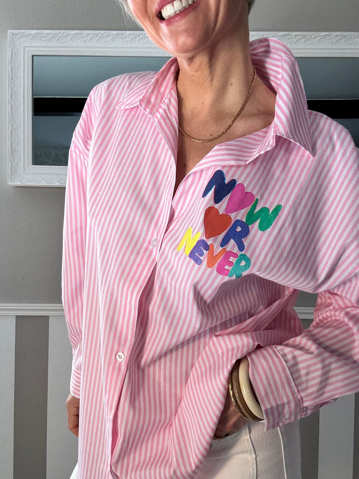 Chemise à rayures roses Now or Never