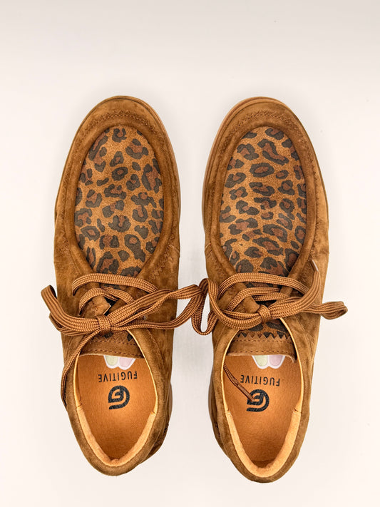 Chaussures montantes à lacets cognac et léopard Kelvine, Fugitive