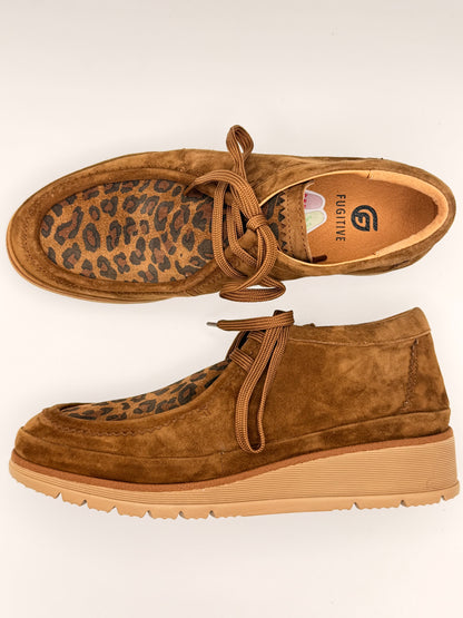 Chaussures montantes à lacets cognac et léopard Kelvine, Fugitive