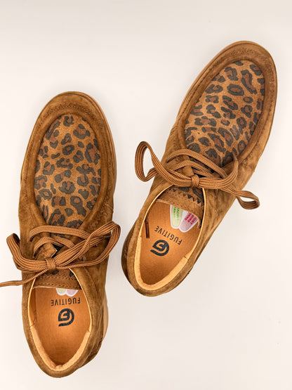 Chaussures montantes à lacets cognac et léopard Kelvine, Fugitive