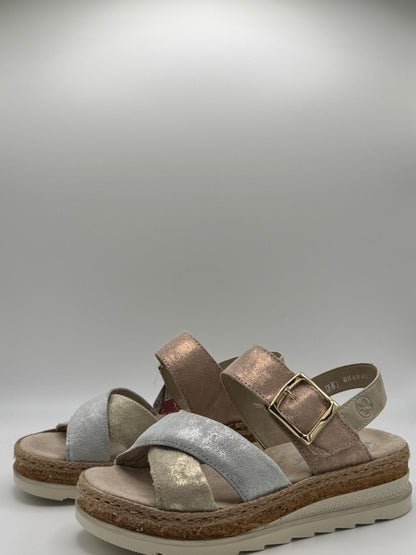 Sandales roses dorées& argent V7951-90 Rieker