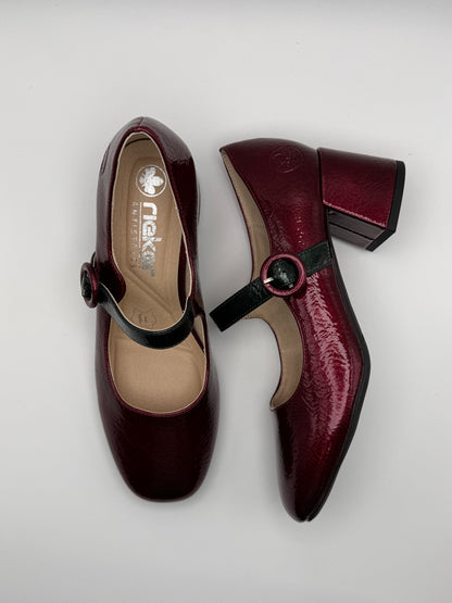 Chaussures à talon vernis bordeaux 44752-35 Rieker