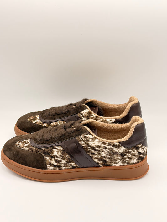 Baskets marron et cuir vache Tilane, Fugitive