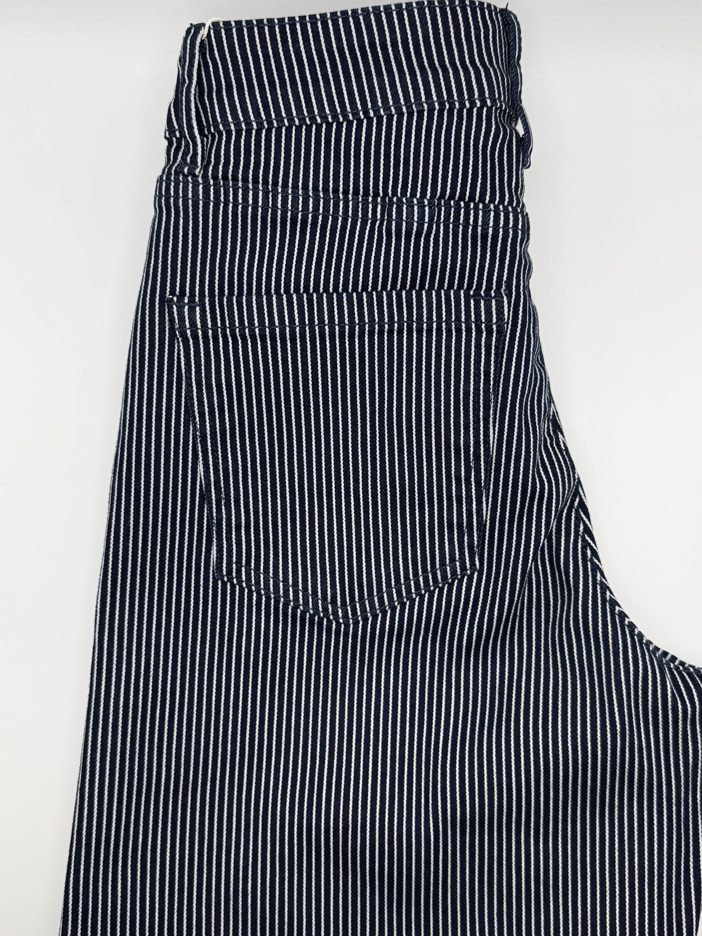 Jeans large bleu marine à rayures blanches