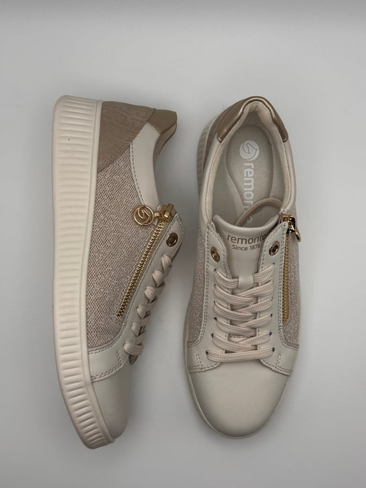 Baskets dorées à zip et lacet Remonte D2E00-81