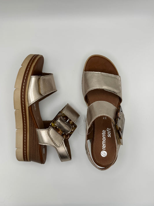 Sandales à talon compensé bronze D2L53- 90 Remonte