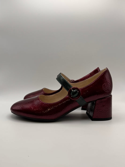 Chaussures à talon vernis bordeaux 44752-35 Rieker