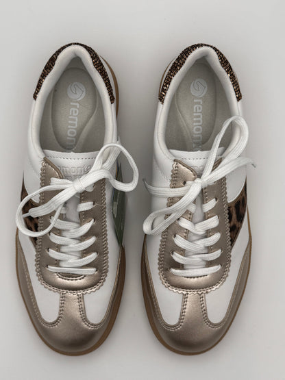 Baskets blanches dorées et léopard Remonte D2C05-80