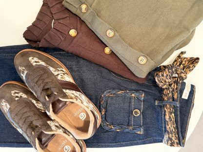 Baskets marron et cuir vache Tilane, Fugitive