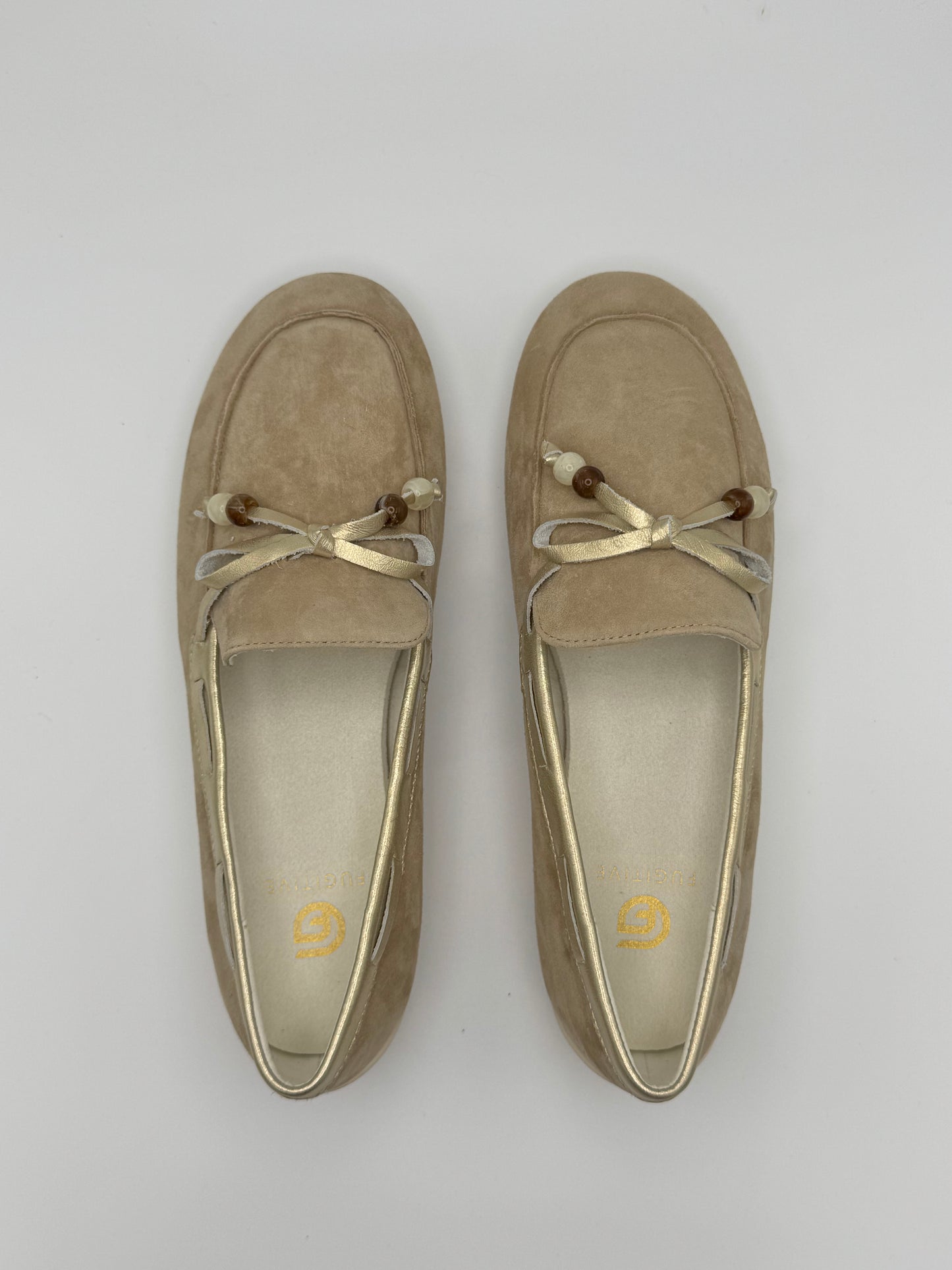 Ballerines Mocassin sable et or de chez Fugitive