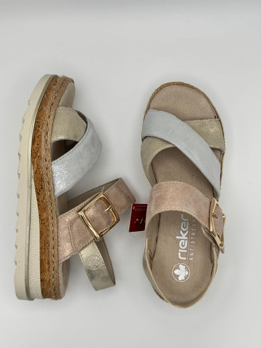 Sandales roses dorées& argent V7951-90 Rieker