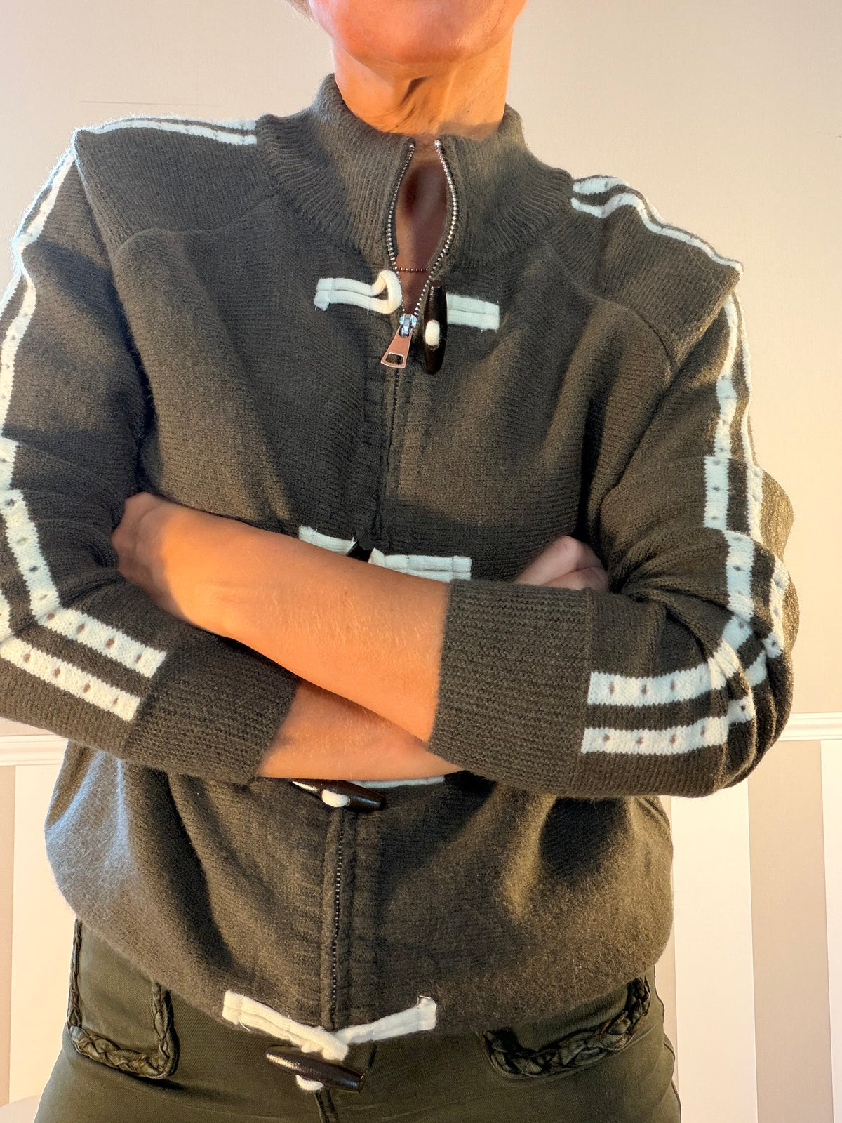 Gilet zippé kaki