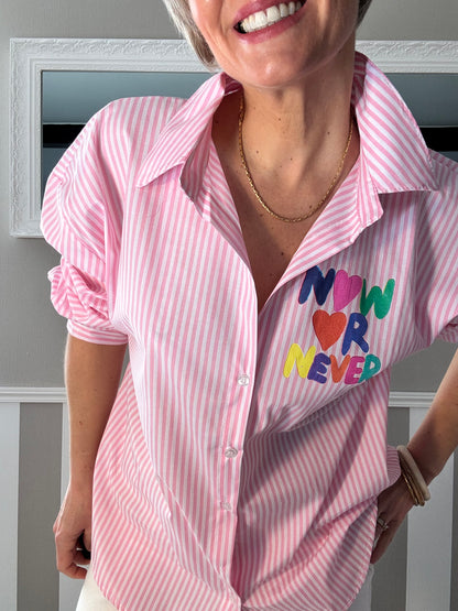 Chemise à rayures roses Now or Never